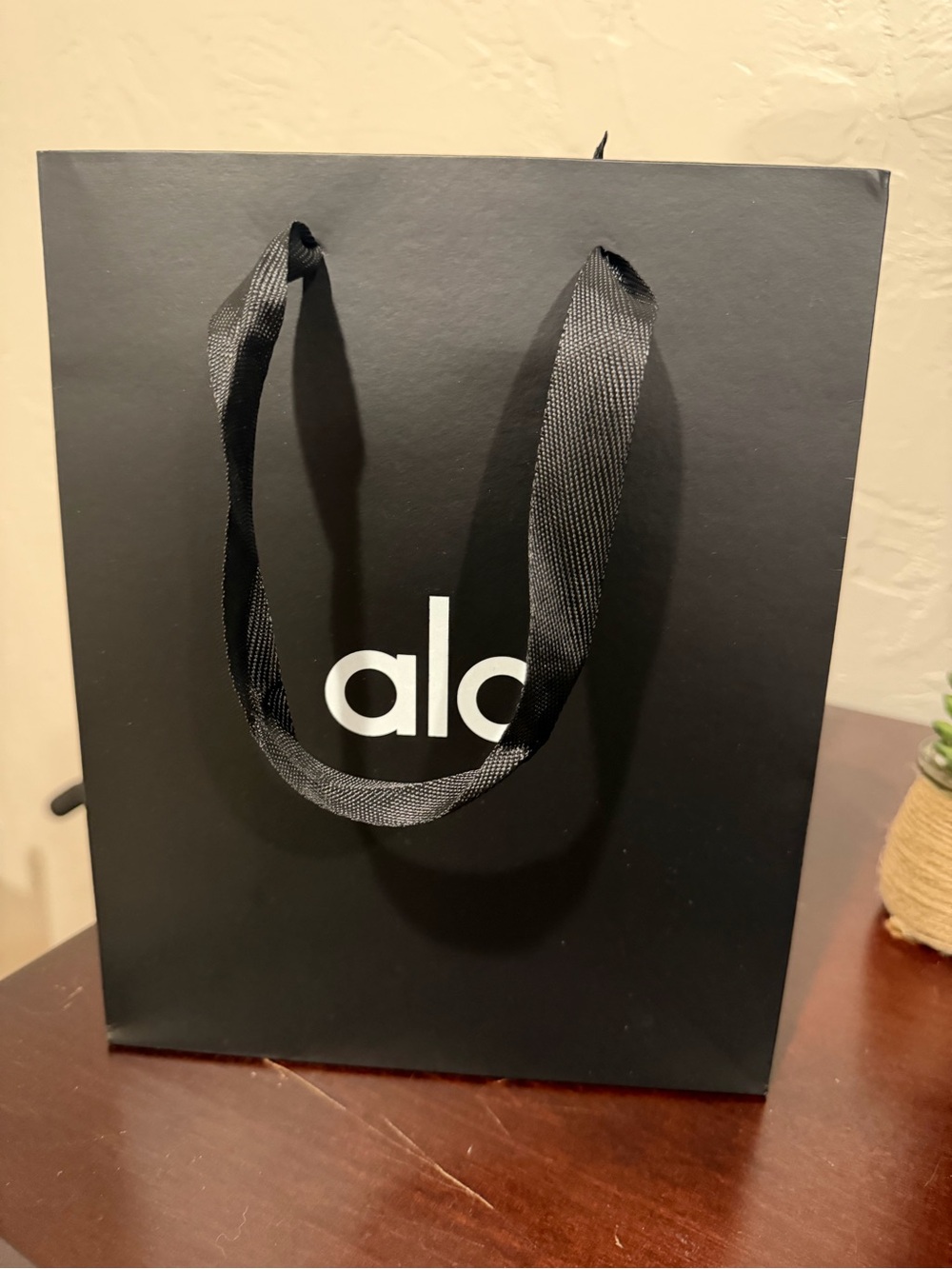 ALO Yoga Black Paper Gift Bag with Ribbon Handles